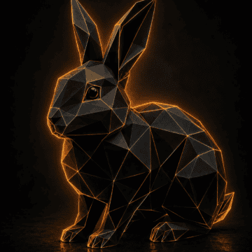 Królik Low Poly – bez wąsów